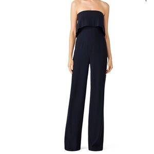 Monique Lhuillier Navy Strapless Jumpsuit